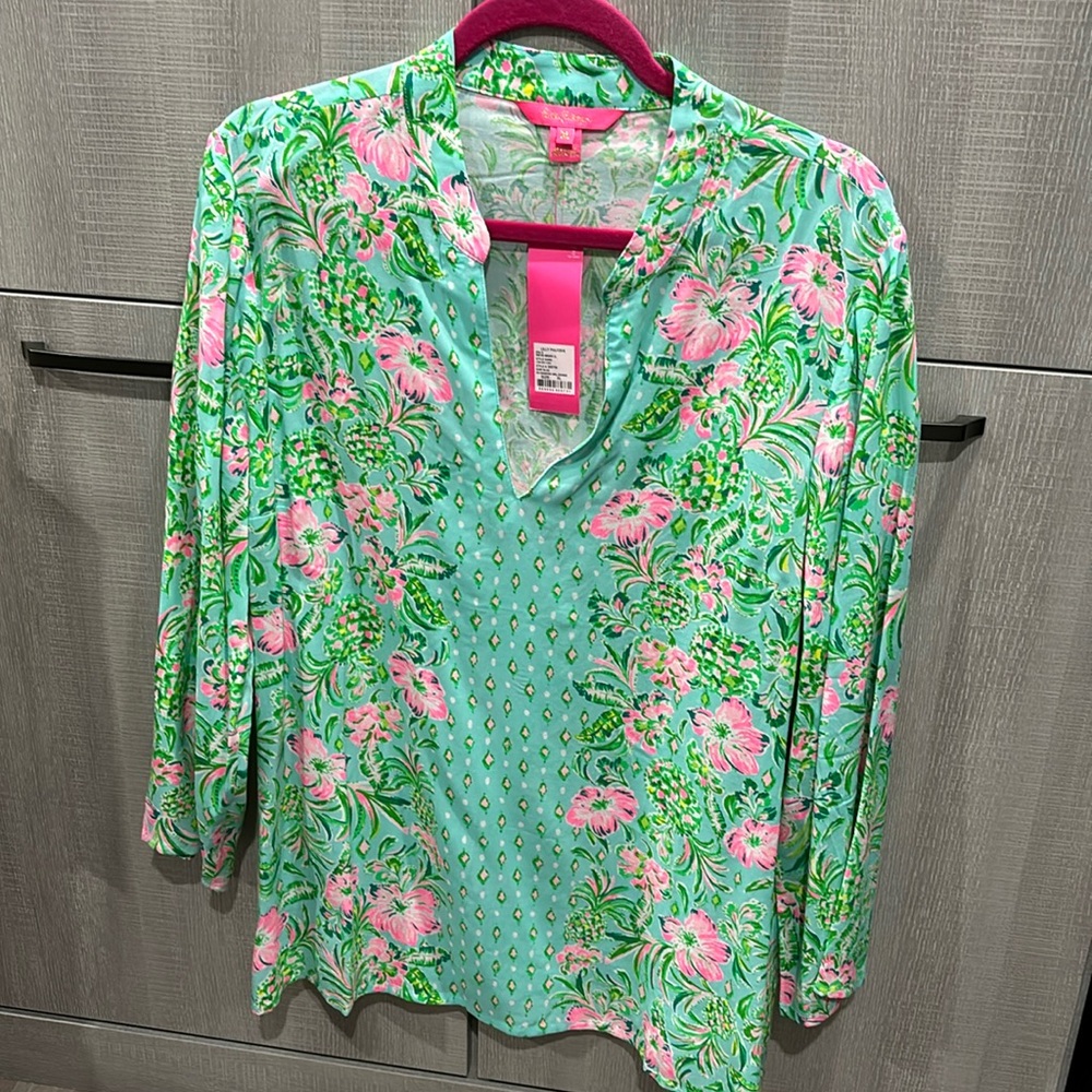 NWT Lilly Pulitzer Luna Bay Tunic Surf Blue XL